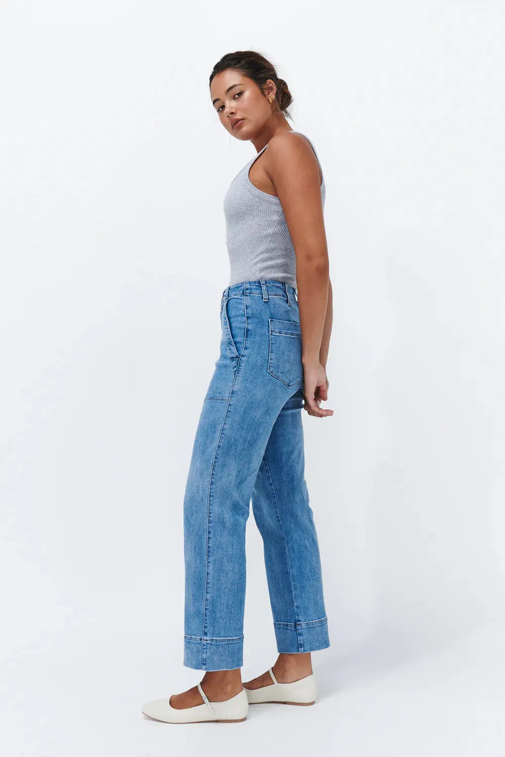 Celeste Pant in 70's Blue