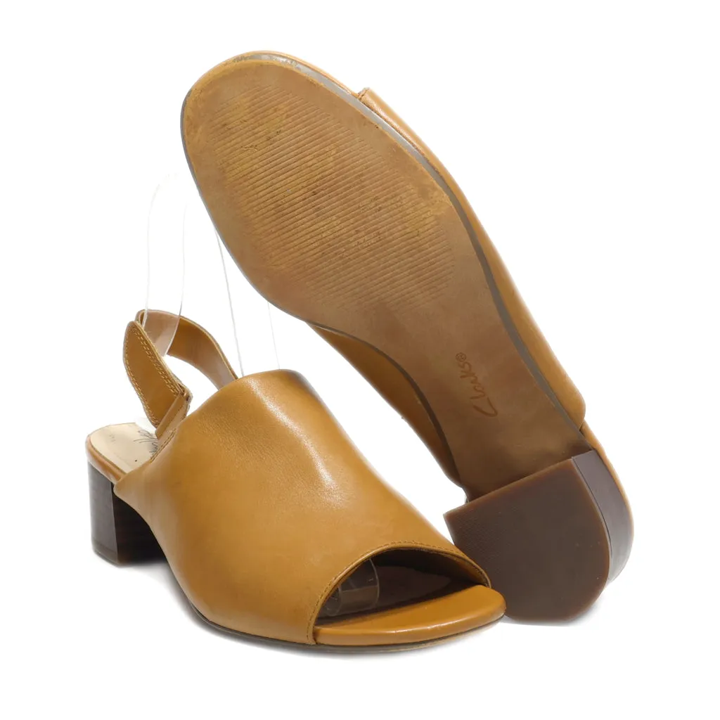 Clarks Mid-Heel Sandals Leather Brown Colour For Women