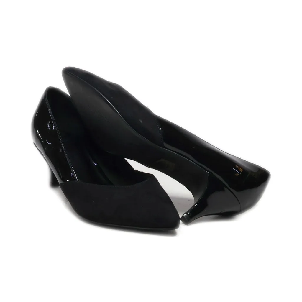 Evans Extra Wide Kitten Heels Leather Black Colour For Women