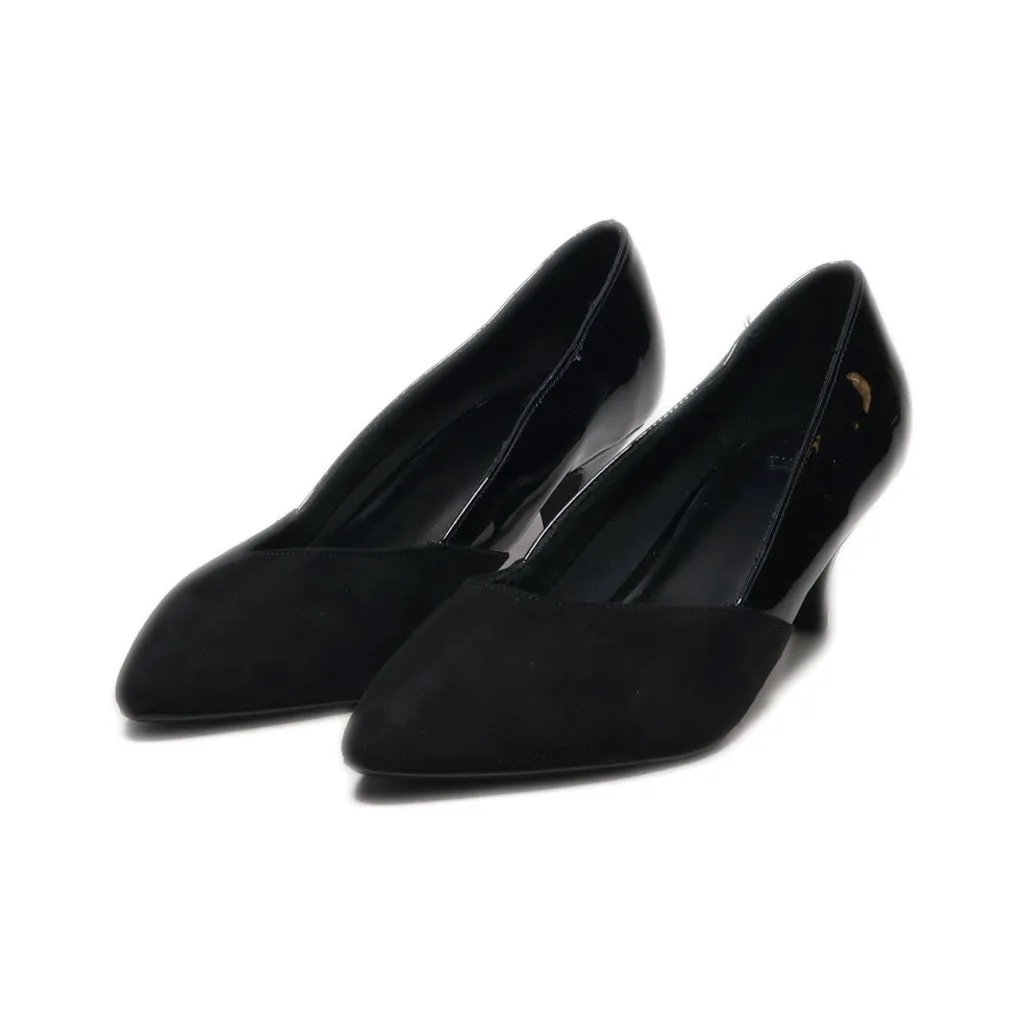 Evans Extra Wide Kitten Heels Leather Black Colour For Women