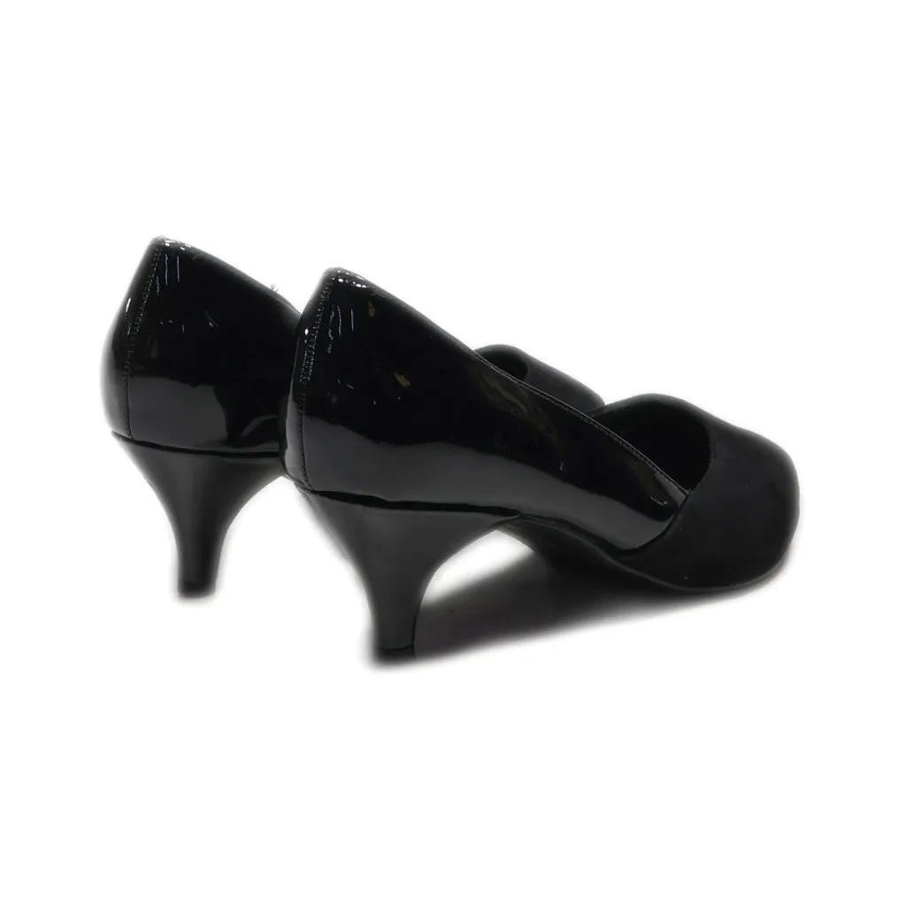 Evans Extra Wide Kitten Heels Leather Black Colour For Women