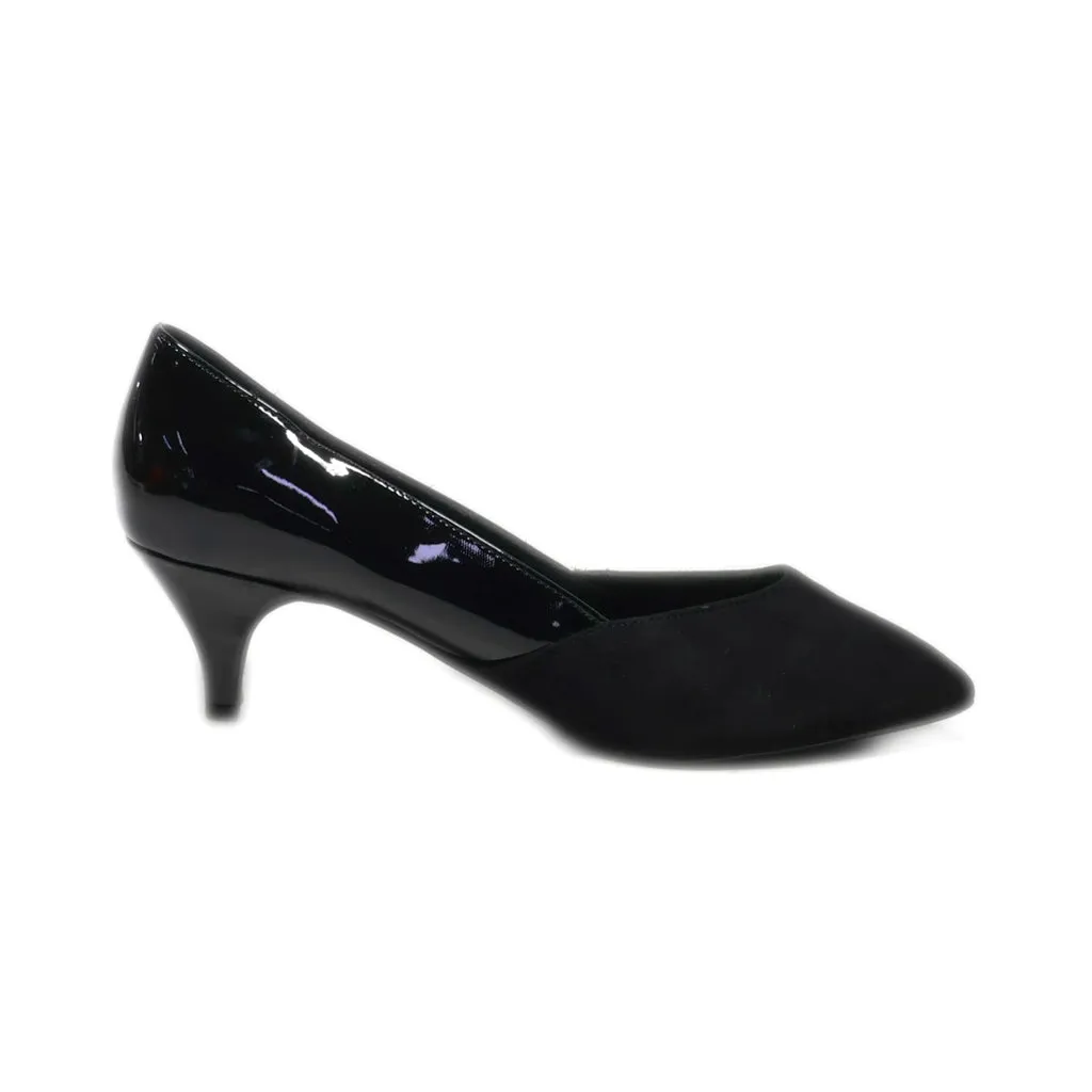 Evans Extra Wide Kitten Heels Leather Black Colour For Women