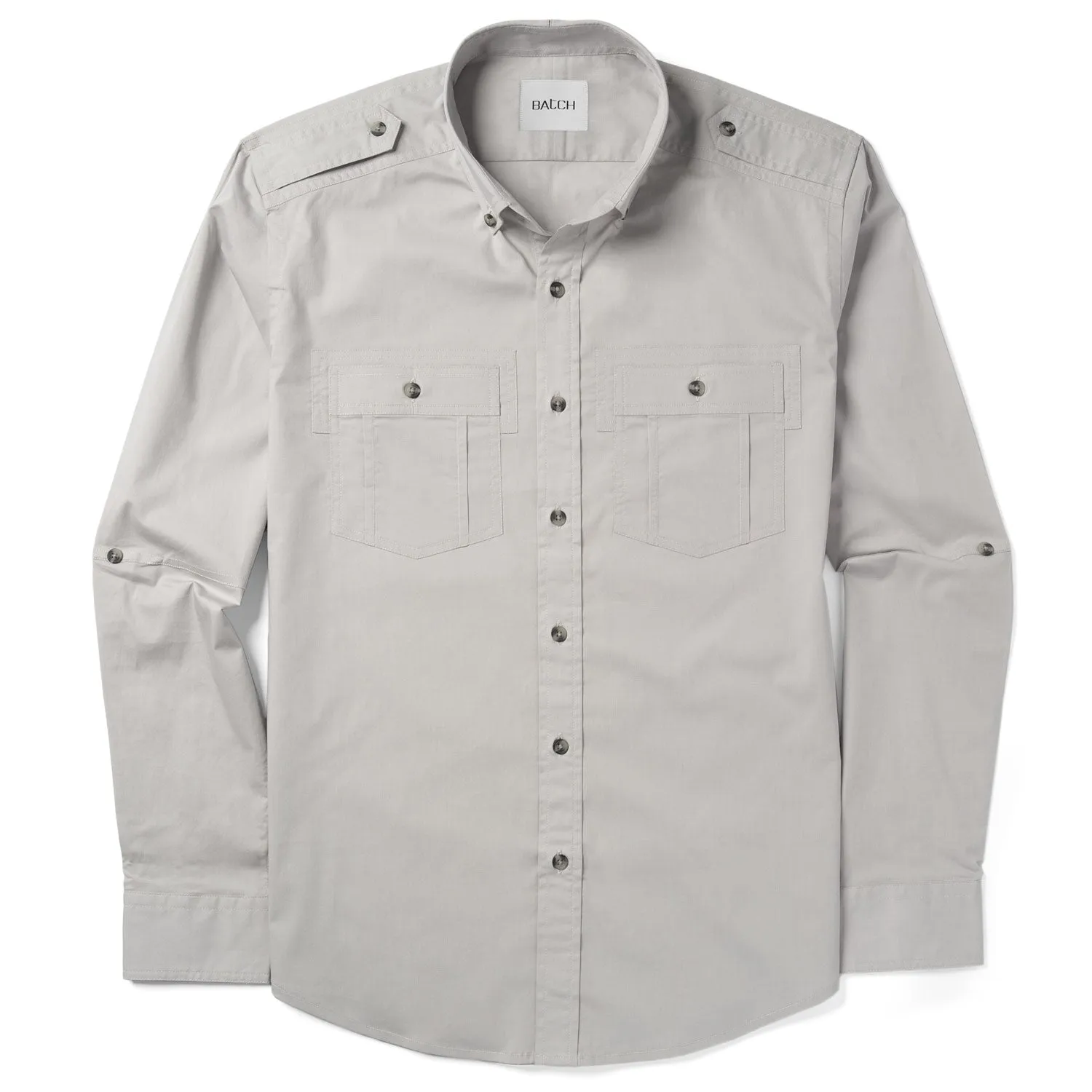 Finisher Utility Shirt – Stone Gray Stretch Cotton Poplin