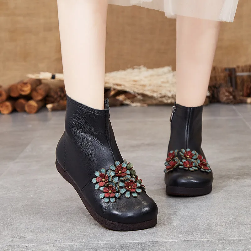 Gift Shoes Autumn Winter Retro Leather Comfortable Thick Women Shoes