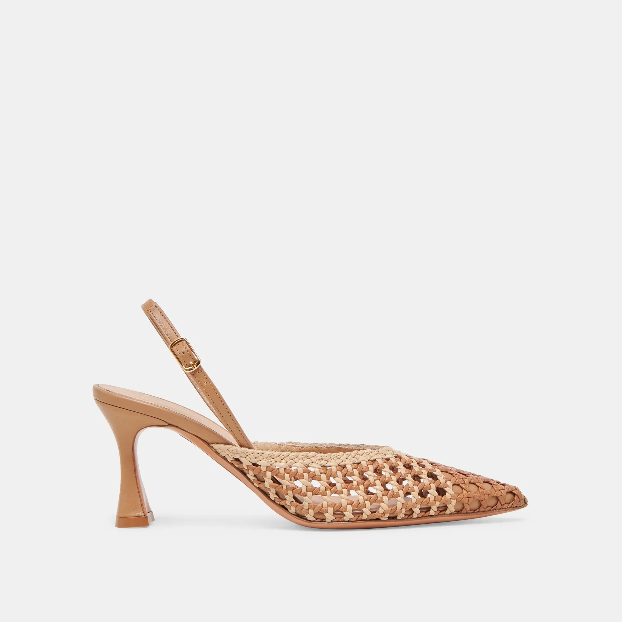 GLORIA HEELS BROWN NATURAL WOVEN