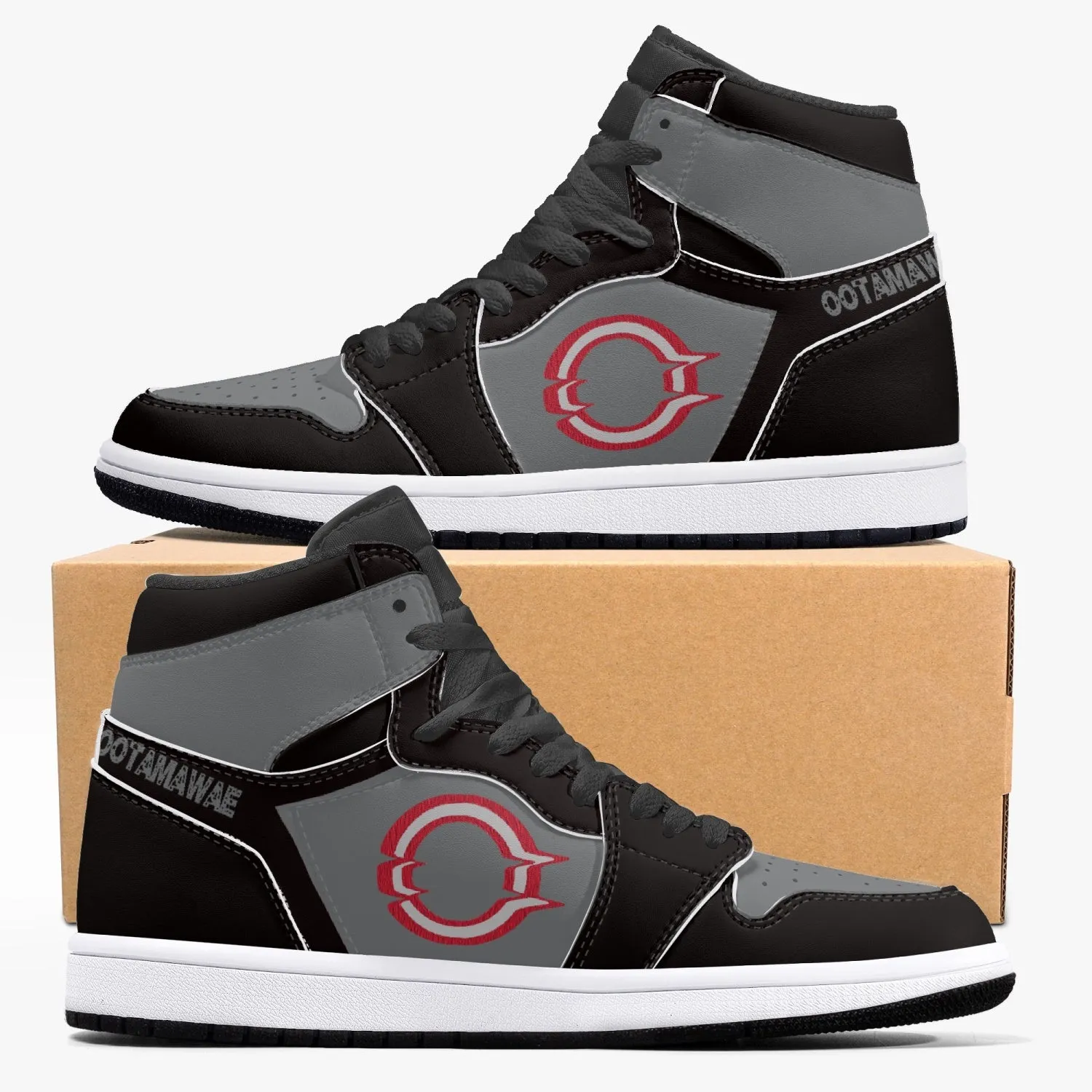 High-Top Leather Sneakers Black & Gray