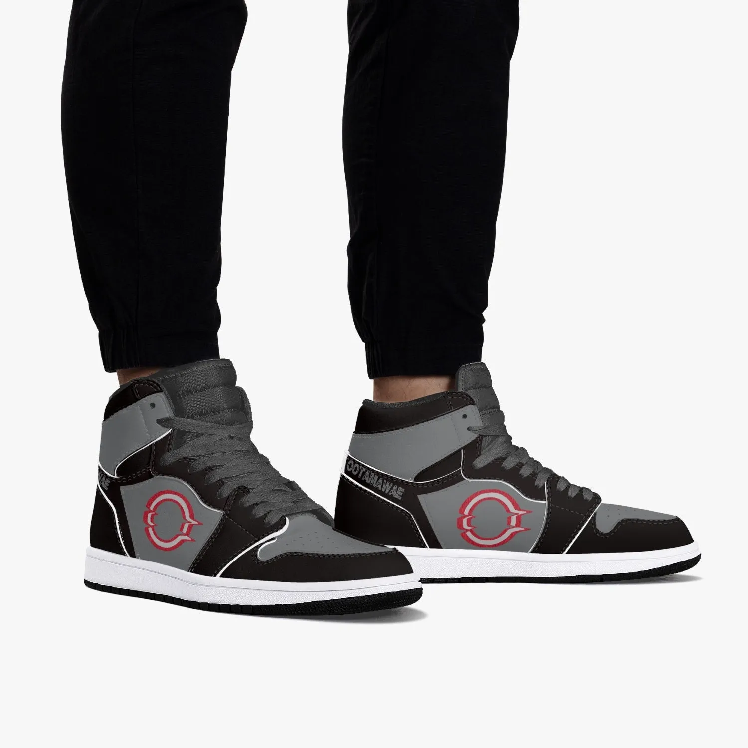 High-Top Leather Sneakers Black & Gray