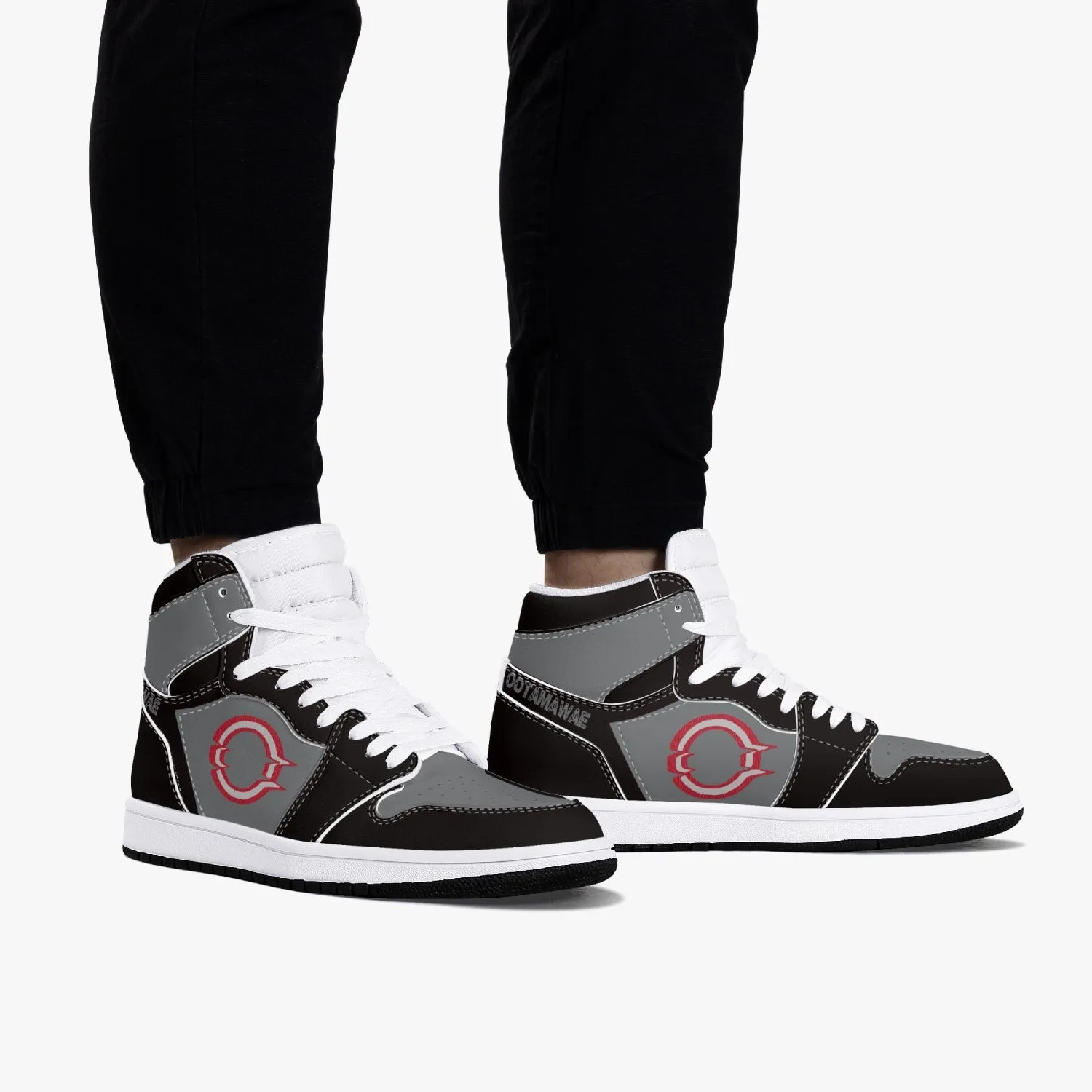 High-Top Leather Sneakers Black & Gray