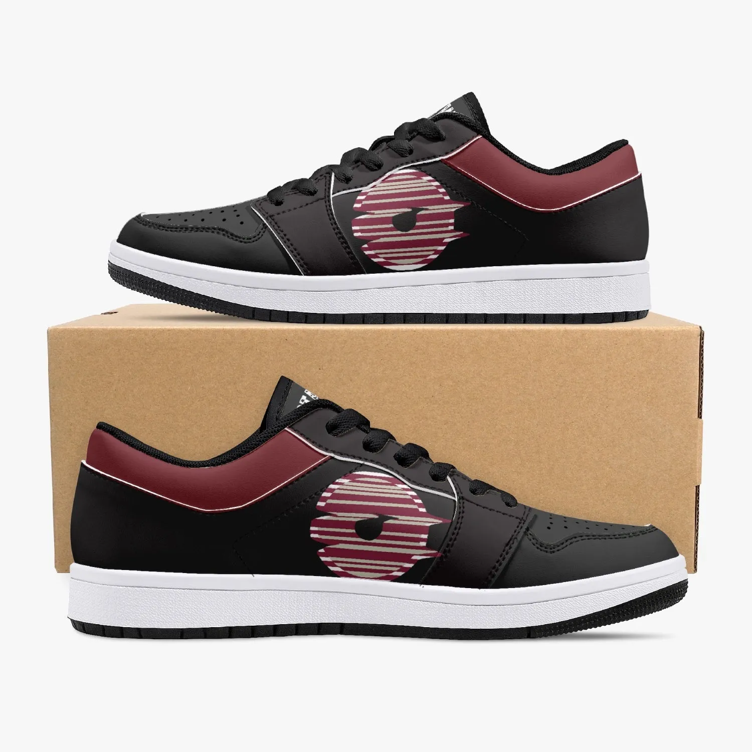 Low-Top Leather Sneakers -Black/Tinto