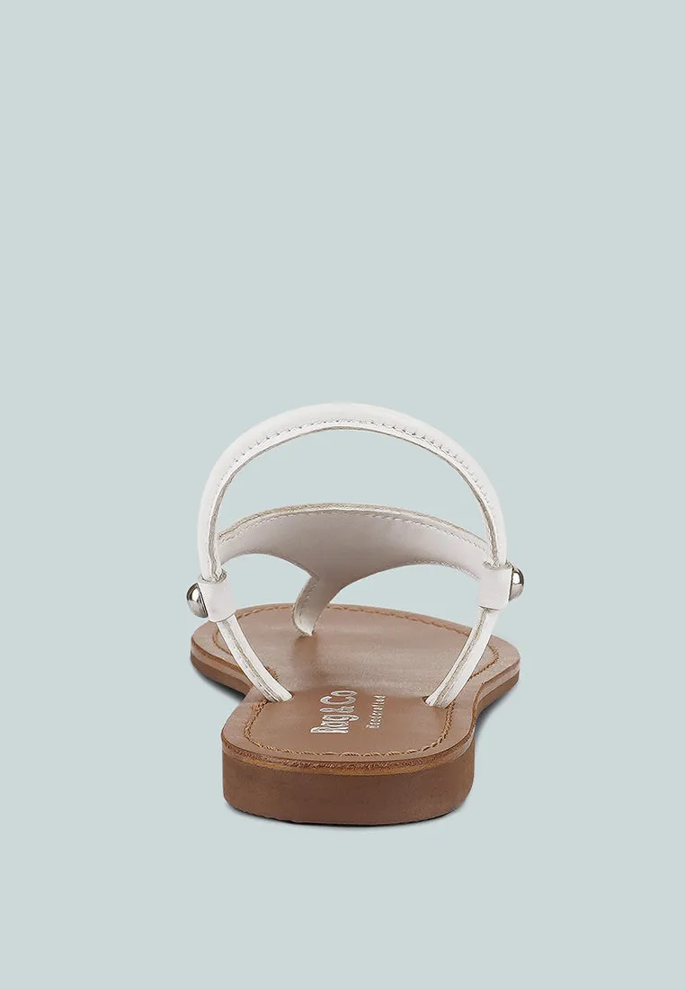 MADELINE White Flat Thong Sandals