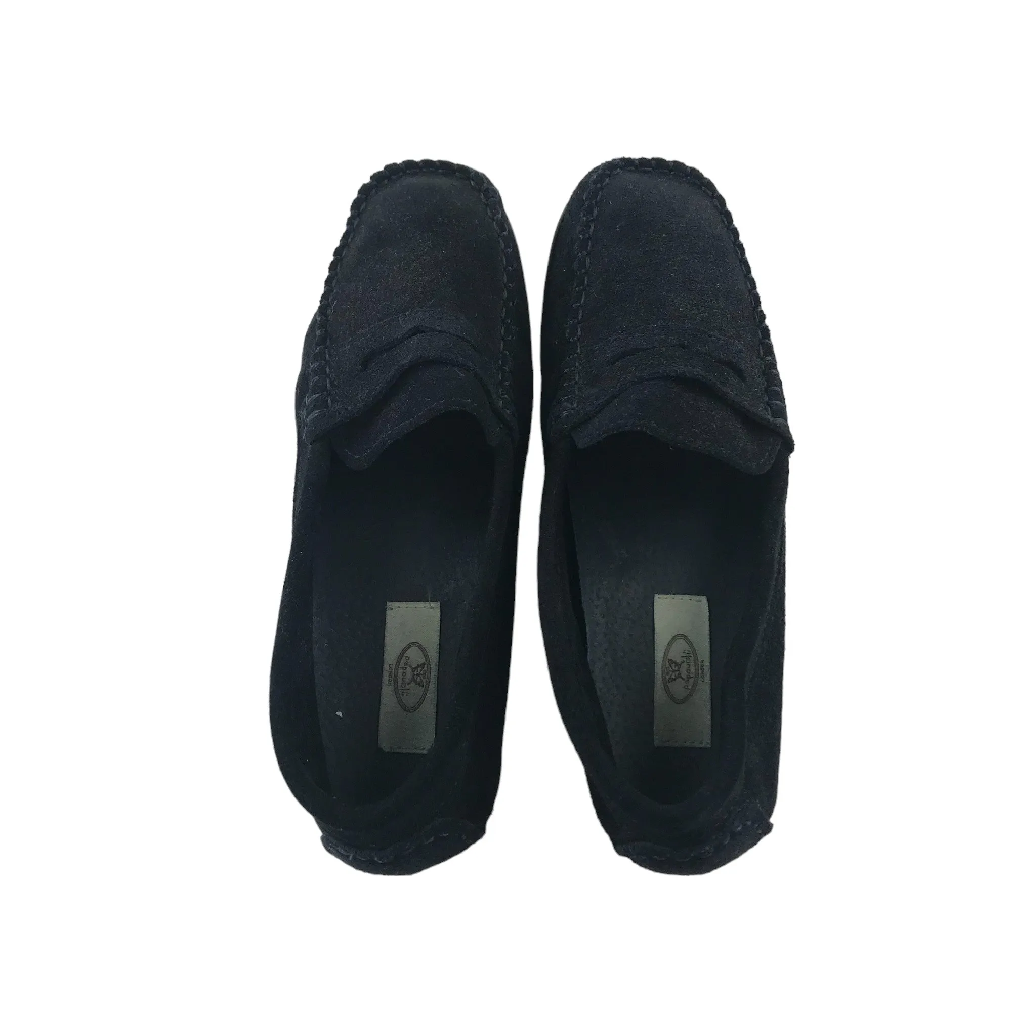 Papouelli London moccasins shoe size 3 navy blue suede plain