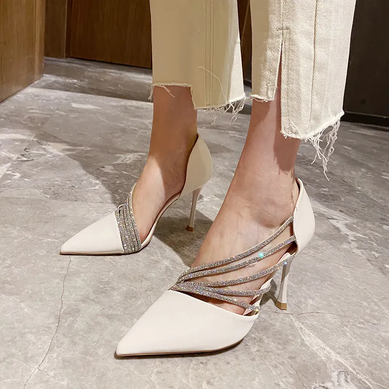 Rhinestone Wave Pointed Heels