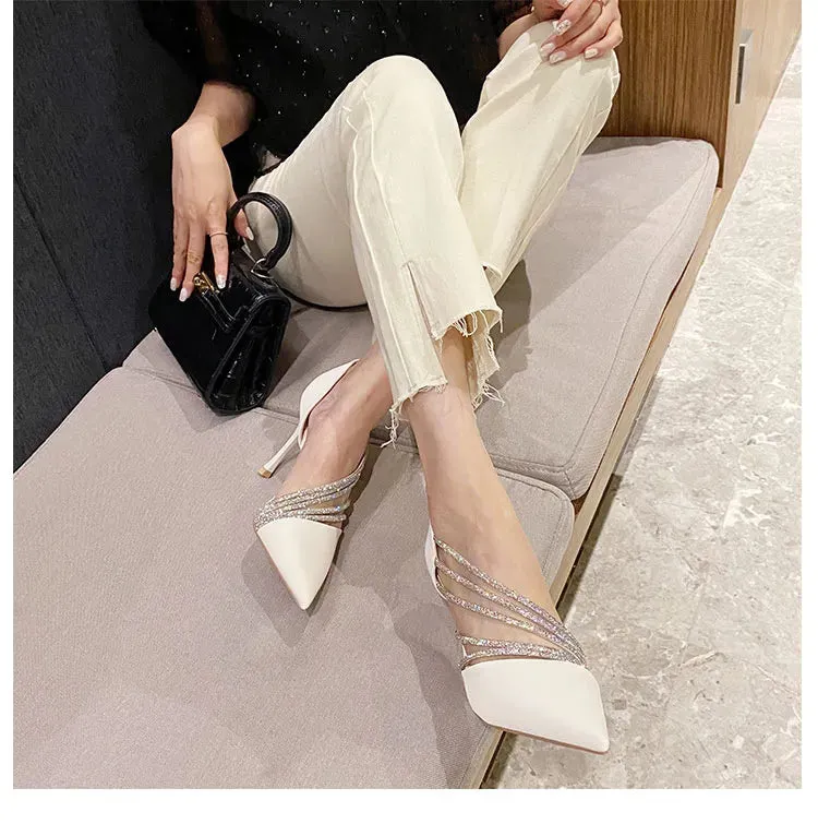 Rhinestone Wave Pointed Heels