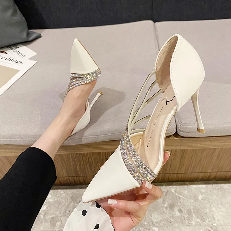 Rhinestone Wave Pointed Heels