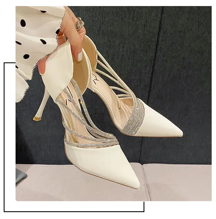 Rhinestone Wave Pointed Heels