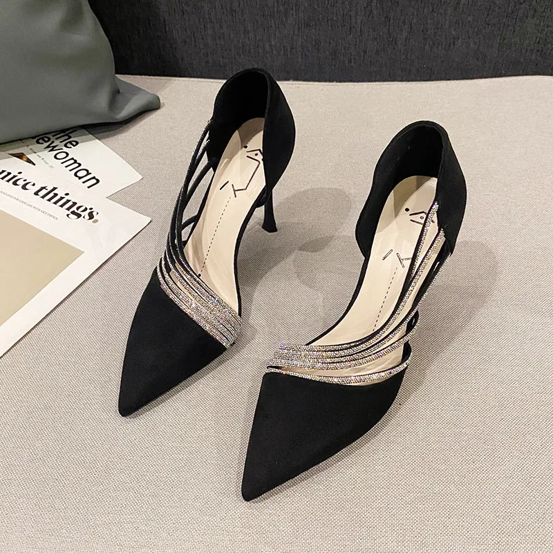 Rhinestone Wave Pointed Heels