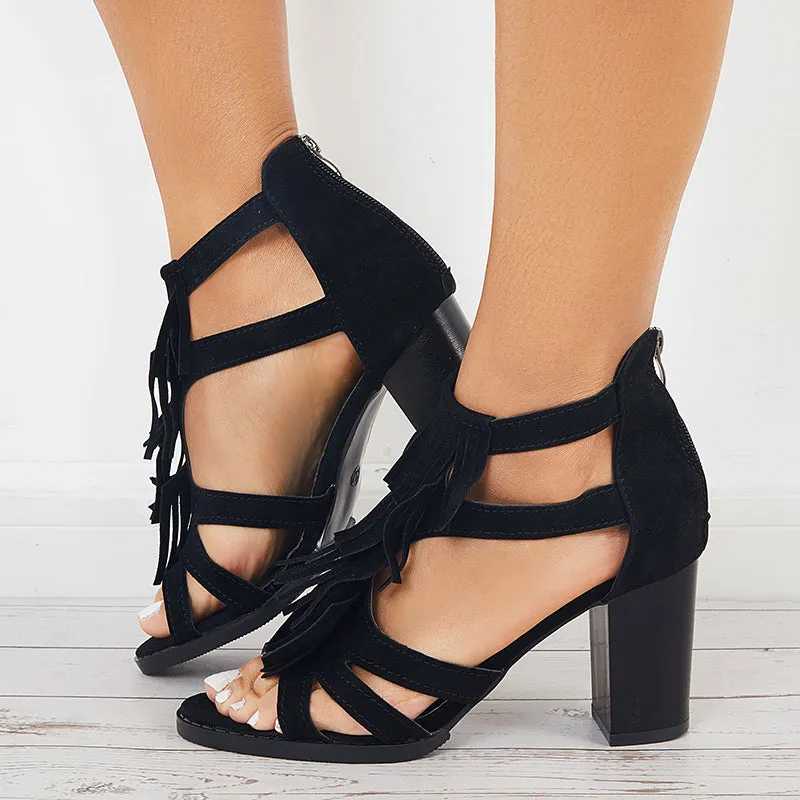 Sohiwoo  Block Chunky High Dress Heels Open Toe Ankle Strap Sandals