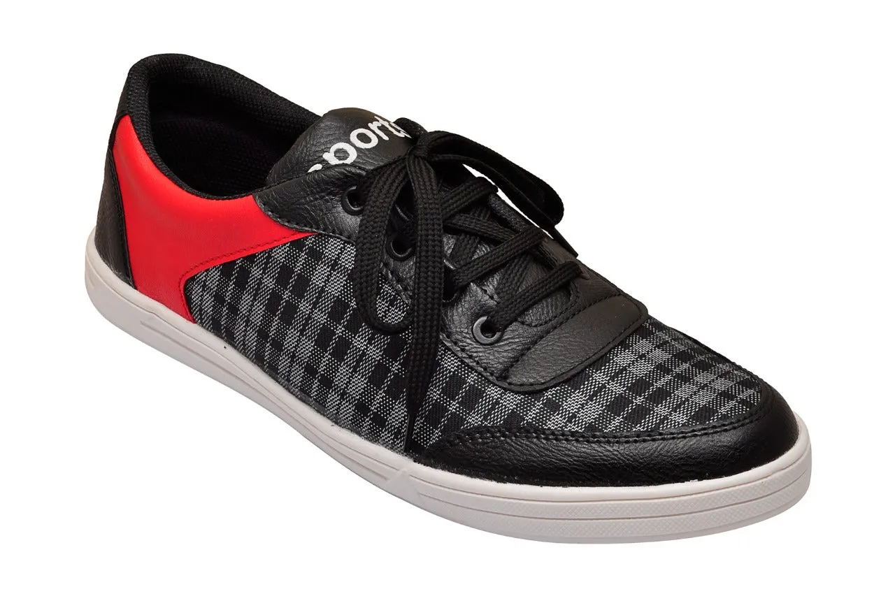 Stylish casual Checkred Black And Red Casual Shoes for Mens