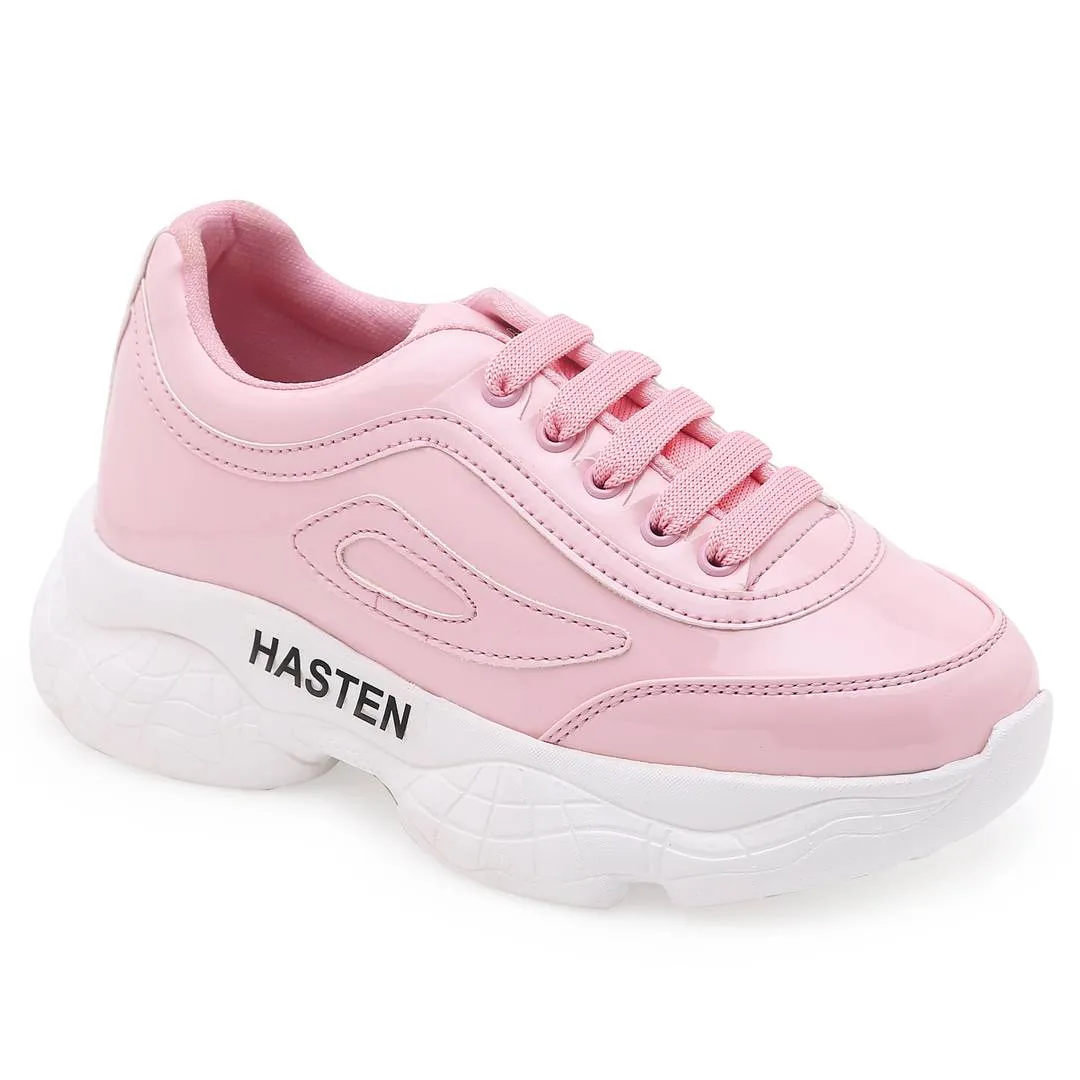 Stylish Pink Synthetic Leather Shoe