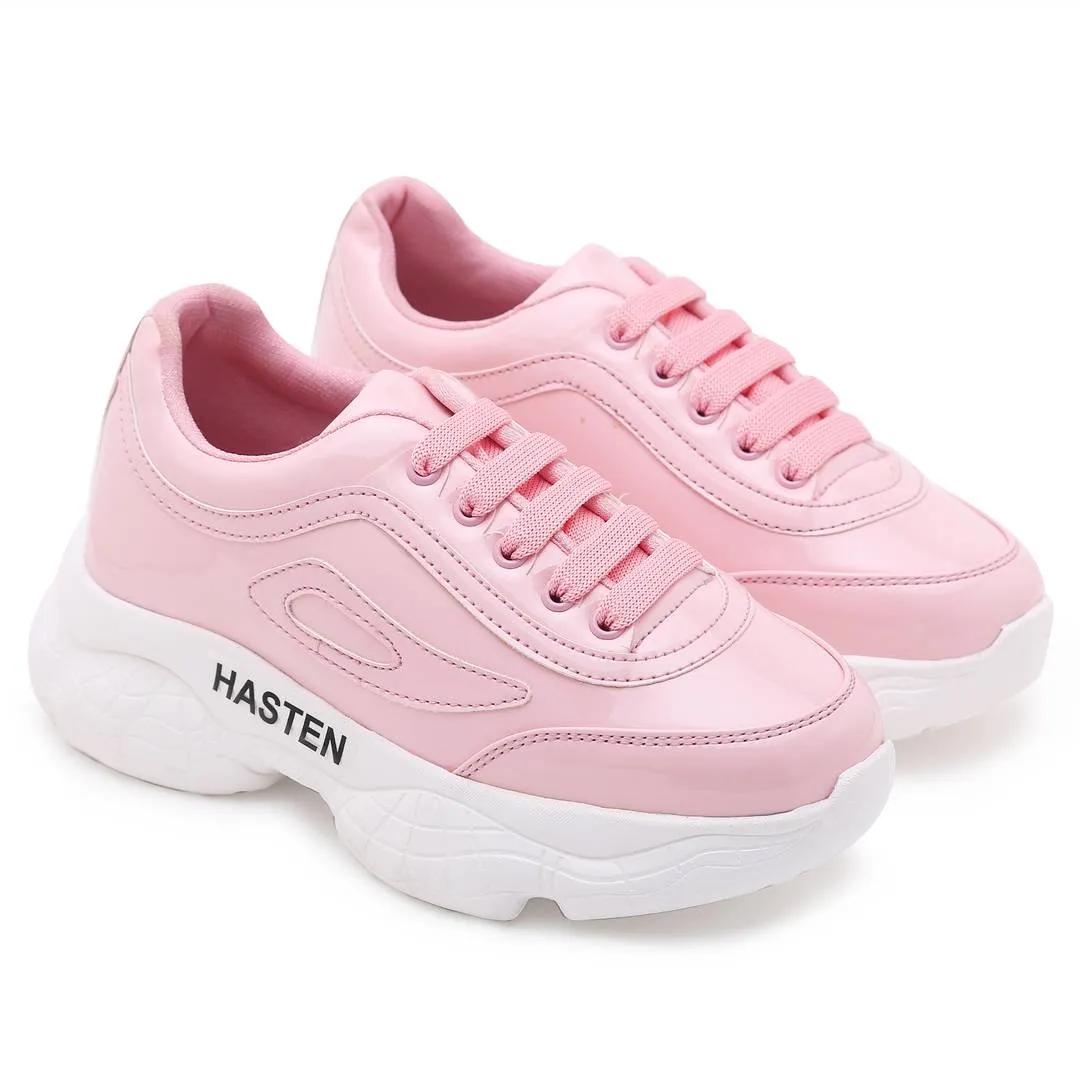 Stylish Pink Synthetic Leather Shoe