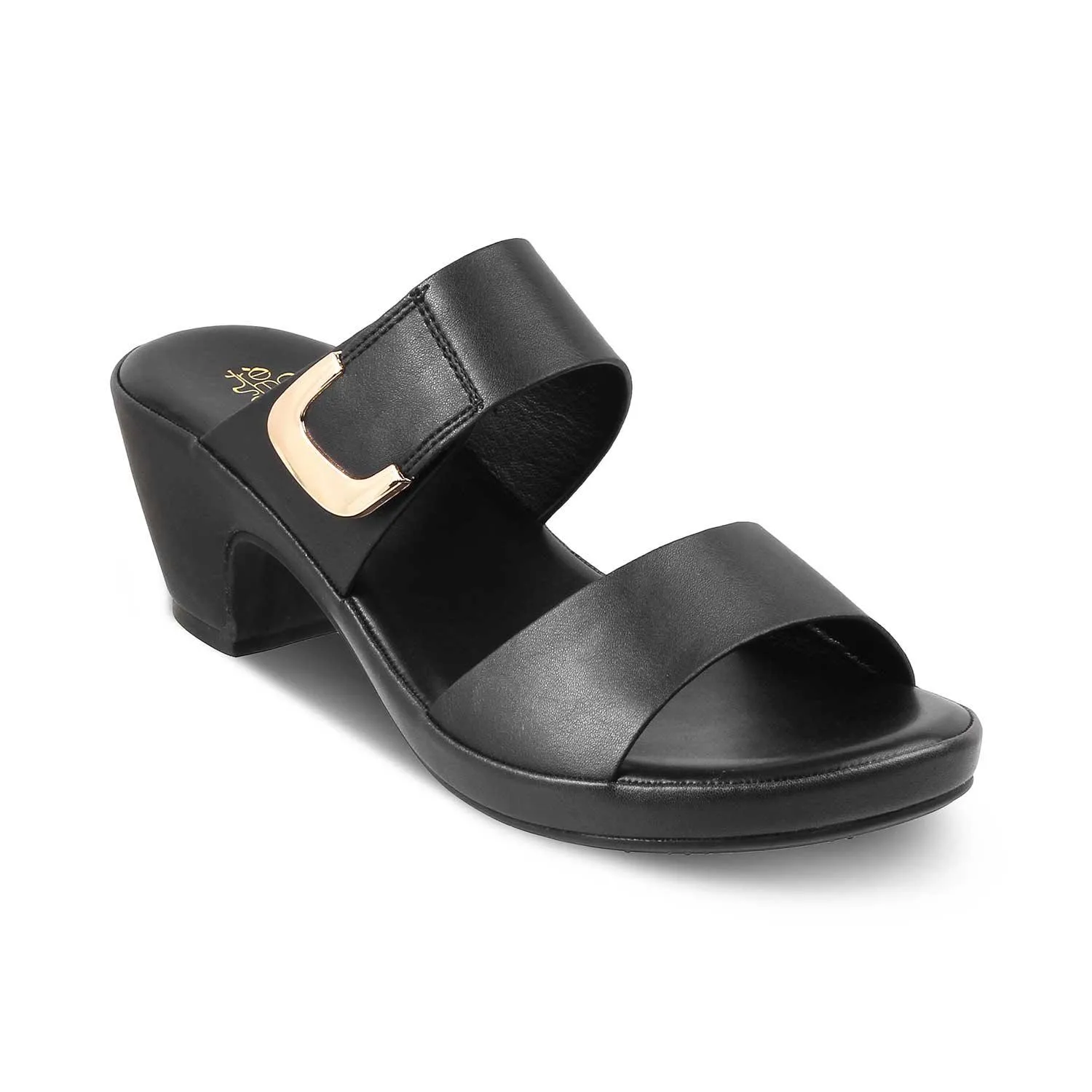 The Bona Black Women's Casual Block Heel Sandals Tresmode