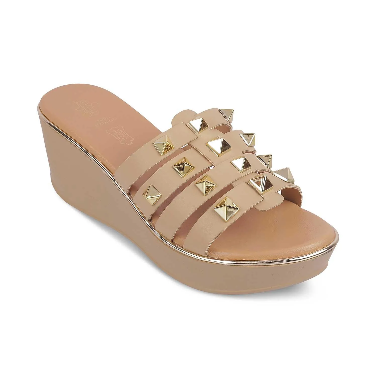 The Tango Beige Women's Dress Wedge Sandals Tresmode