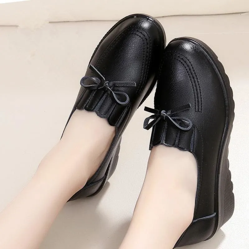 Wedges Leather Unique Comfortable Casual Slip-On Shoes