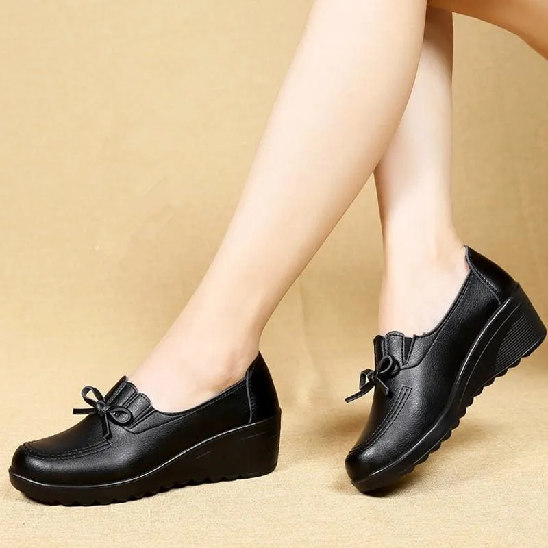 Wedges Leather Unique Comfortable Casual Slip-On Shoes