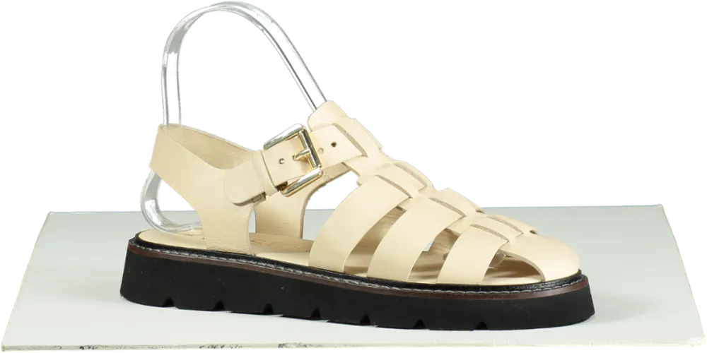 WYSE LONDON Beige Leather Darcy Sandals UK 4